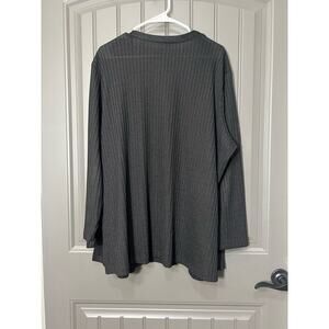 Notations Black Mock 2 Piece Ribbed Cardigan Blouse Size 3x